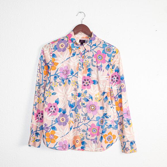 J.Crew Liberty Floral Classic Popover Shirt in Pavilion Pink multi sz 4 - Picture 7 of 9